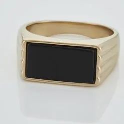 Histoire D'Or Chevalière Plaqué Hadrien Onyx -Boucles d'oreilles Bracelet Soldes FQHHJNN116 view3