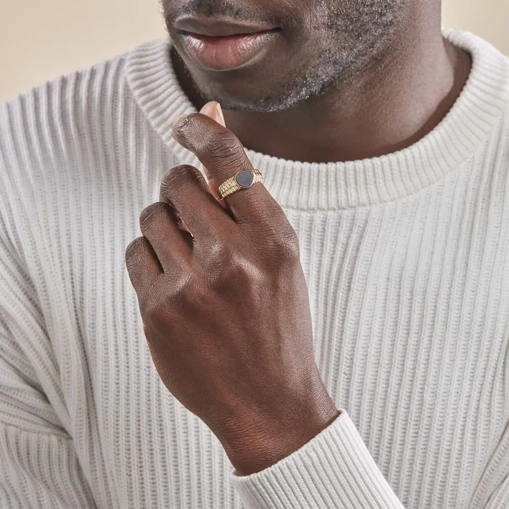 Histoire D'Or Chevalière Plaqué Or Jaune Haakon Onyx 7 Histoire D'Or Chevalière Plaqué Or Jaune Haakon Onyx – Image 5