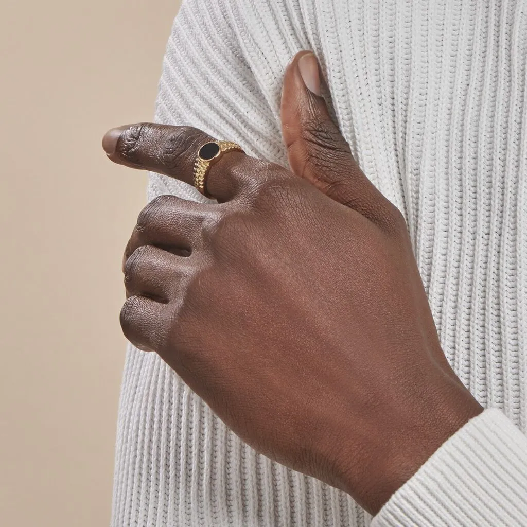 Histoire D'Or Chevalière Plaqué Or Jaune Haakon Onyx 8 Histoire D'Or Chevalière Plaqué Or Jaune Haakon Onyx – Image 6