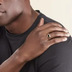 Histoire D'Or Chevalière Plaqué Or Jaune Steven Email Noir -Boucles d'oreilles Bracelet Soldes FQHHJW0147 model0