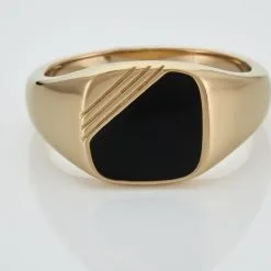 Histoire D'Or Chevalière Plaqué Or Jaune Nelson Email Noir -Boucles d'oreilles Bracelet Soldes FQHHJW0150 view3