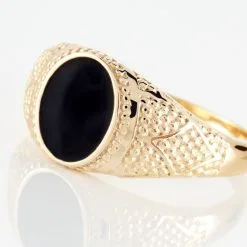 Histoire D'Or Chevalière Plaqué Or Jaune Azarel Email Noir -Boucles d'oreilles Bracelet Soldes FQHHJWN007 view3