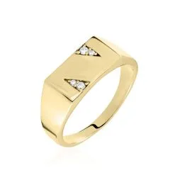 Histoire D'Or Chevalière Plaqué Or Jaune Asa Oxydes De Zirconium