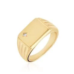 Histoire D'Or Chevalière Plaqué Or Jaune Guillermo Oxyde De Zirconium