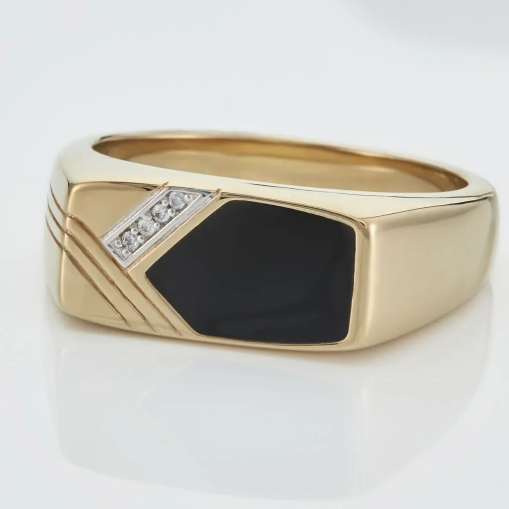 Histoire D'Or Chevalière Plaqué Or Jaune Maximino Oxydes De Zirconium Et Email Noir 6 Histoire D'Or Chevalière Plaqué Or Jaune Maximino Oxydes De Zirconium Et Email Noir – Image 4