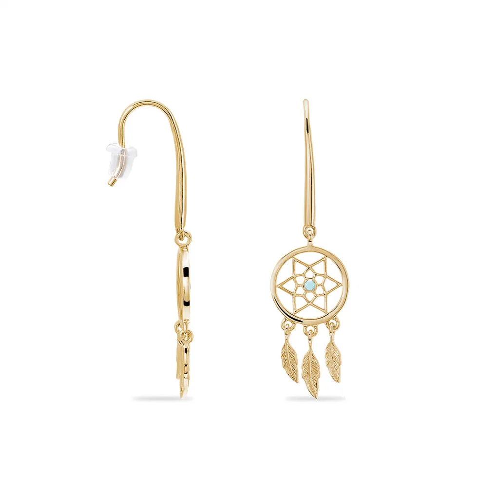 Histoire D'Or Boucles D'oreilles Pendantes Attrape Reves Plaque Or Pierre 4 Histoire D'Or Boucles D'oreilles Pendantes Attrape Reves Plaque Or Pierre – Image 2