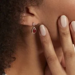 Histoire D'Or Boucles D'oreilles Pendantes Brigita Plaqué Or Pierre Et Oxyde -Boucles d'oreilles Bracelet Soldes FQOFJXR005 model1