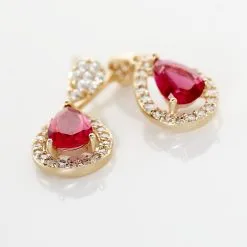 Histoire D'Or Boucles D'oreilles Pendantes Brigita Plaqué Or Pierre Et Oxyde -Boucles d'oreilles Bracelet Soldes FQOFJXR005 view2