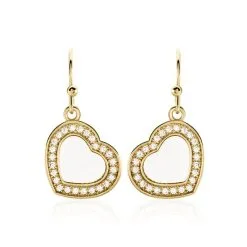 Histoire D'Or Boucles D'oreilles Pendantes Plaqué Or Jaune Aludra Nacres Oxydes