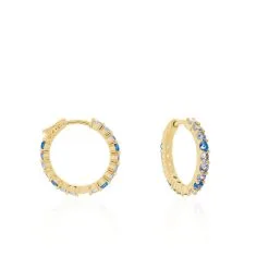 Histoire D'Or Créoles Zoelia Rondes Plaqué Or Jaune Pièrres De Synthèse