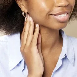 Histoire D'Or Créoles Marceline Rondes Plaqué Or Jaune Oxyde De Zirconium -Boucles d'oreilles Bracelet Soldes FQOFJZW482 model0