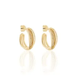 Histoire D'Or Créoles Marceline Rondes Plaqué Or Jaune Oxyde De Zirconium -Boucles d'oreilles Bracelet Soldes FQOFJZW482 view1