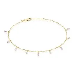 Histoire D'Or Chaîne De Cheville Vesa Plaqué Or Jaune Améthyste Perle De Culture