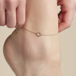 Histoire D'Or Chaîne De Cheville Aku Plaqué Or Doré Oxyde De Zirconium Blanc -Boucles d'oreilles Bracelet Soldes FQZFJZW011 model0