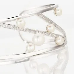 Laetizia Bracelet Jonc Nissi Argent Blanc Perle De Culture Oxyde De Zirconium -Boucles d'oreilles Bracelet Soldes MABFBU2013 view2