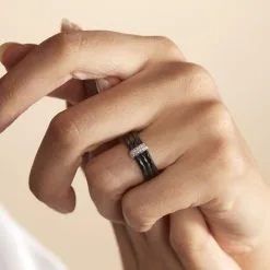 Histoire D'Or Bague Ceramik Design Argent Blanc Oxyde De Zirconium Et Céramique -Boucles d'oreilles Bracelet Soldes MADFBXN028 model1