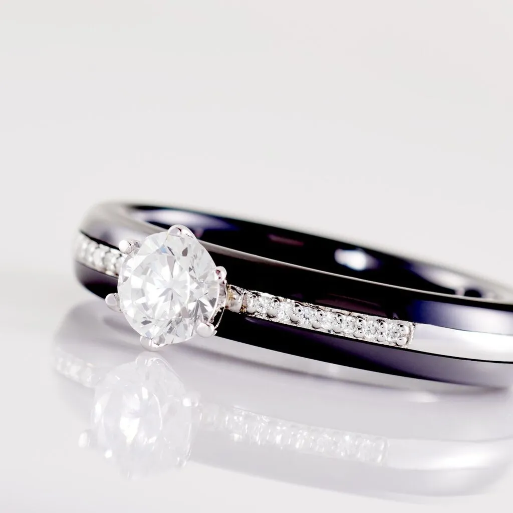 Histoire D'Or Bague Solitaire Ceramik Design Argent Oxyde De Zirconium Et Céramique 6 Histoire D'Or Bague Solitaire Ceramik Design Argent Oxyde De Zirconium Et Céramique – Image 4