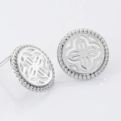 Boucles D'oreilles Puces Laetizia Celine Argent Blanc -Boucles d'oreilles Bracelet Soldes MAOFBW002N view2