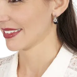 Histoire D'Or Boucles D'oreilles Pendantes Héléane Argent Blanc Céramique Et Oxyde -Boucles d'oreilles Bracelet Soldes MAOFBXN117 view3