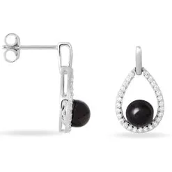 Histoire D'Or Boucles D'oreilles Pendantes Nerea Argent Blanc Céramique Et Oxyde -Boucles d'oreilles Bracelet Soldes MAOFBXN141 view1