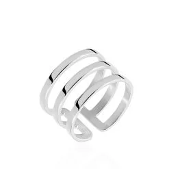 Histoire D'Or Bague Ajustable Adel Acier Blanc