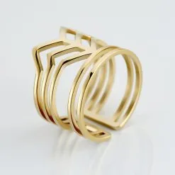 Histoire D'Or Bague Ajustable Adel Acier Doré -Boucles d'oreilles Bracelet Soldes MIDFJW0247 view3