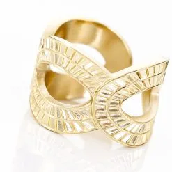 Histoire D'Or Bague Ajustable Agostino Acier Doré -Boucles d'oreilles Bracelet Soldes MIDFJW0257 view3
