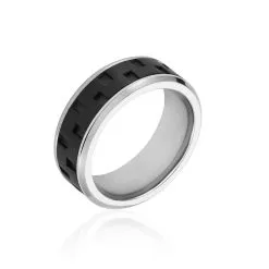 Bague Jourdan Oahu Acier Blanc Et Noir