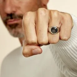 Bague Jourdan Homme Arecibo Acier Blanc Carbone -Boucles d'oreilles Bracelet Soldes MIDHBW0168 model0