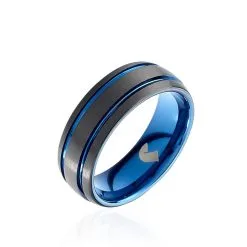 Jourdan Bague Acier Bleu