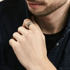 Chevalière Jourdan Lord Acier Bicolore Diamant -Boucles d'oreilles Bracelet Soldes MIHH2DW001 model0