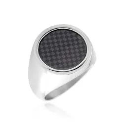 Chevalière Phebus Him Acier Blanc